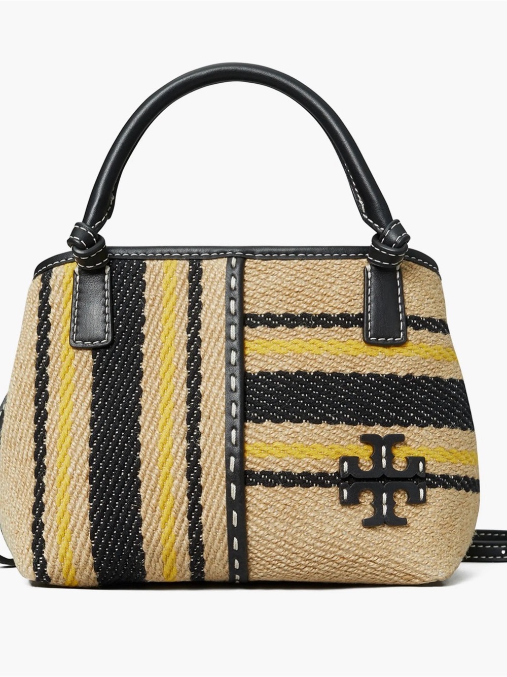 Tory Burch Black, Yellow & Natural Straw Mini Satchel